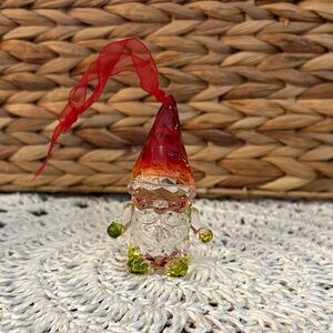 Plastic Gnome Christmas Ornament with Red Hat